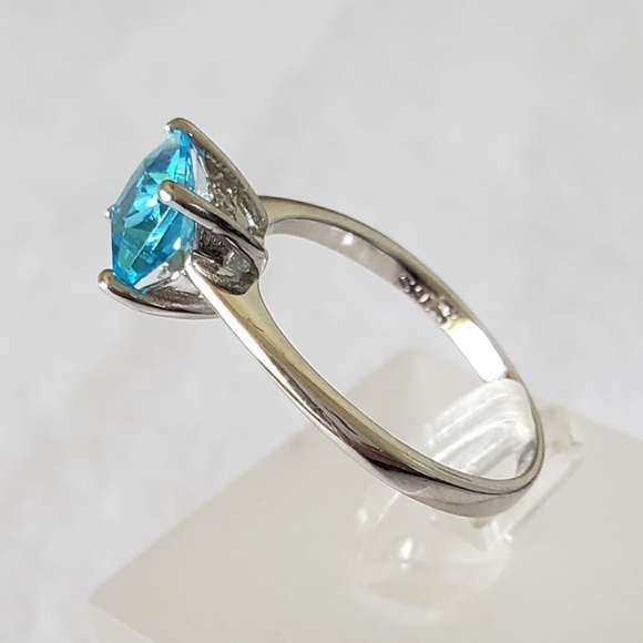 Sterling Princess Cut Acqua Ring - Picture 3 of 8